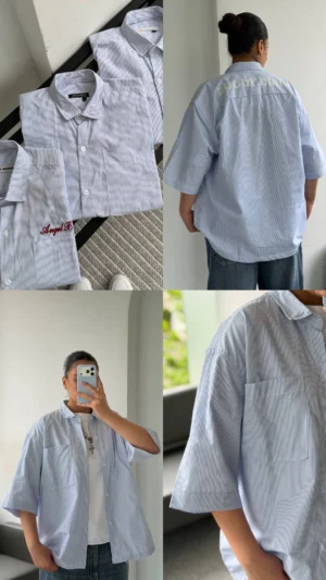 شومیز کراپ آستین کوتاه Carhartt (طرح راه‌راه)