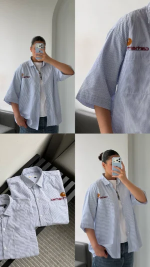شومیز کراپ آستین کوتاه Carhartt (طرح راه‌راه)